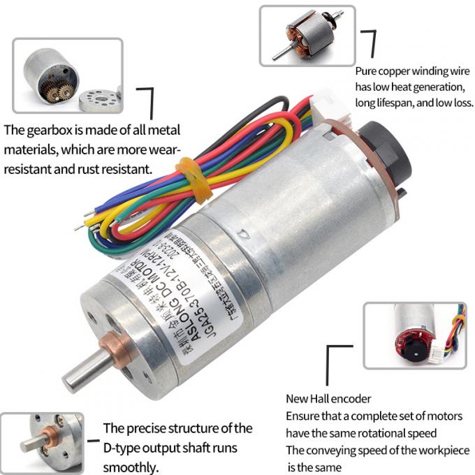 6v 12v 25mm Brushed DC Gear Motor Encoder JGA25-370B Yüksek Tork 25mm Brushed DC Gear Motor 17